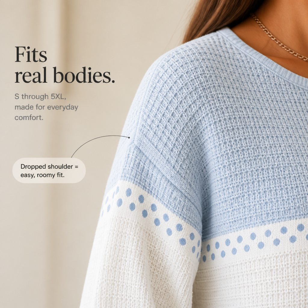 Waffleton – Sweter Henley w Warstwach z Blokiem Kolorów