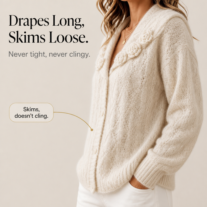 Florabelle Knit – Kardigan w kwiatowy wzór 3D z dzianiny