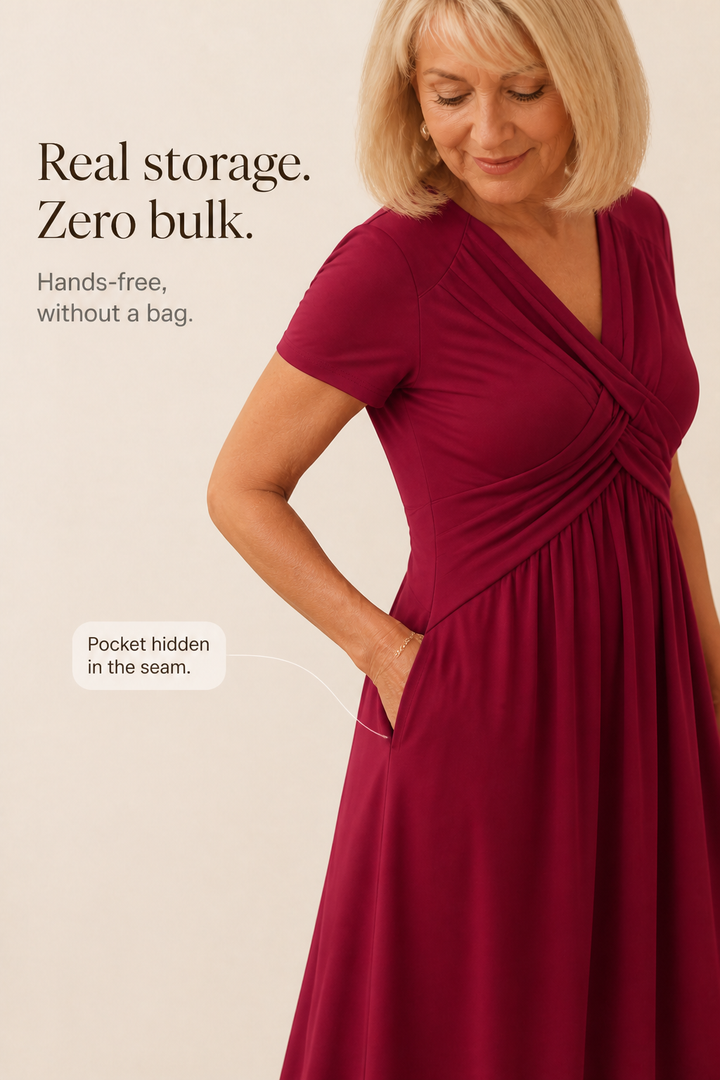 Wearbella – Sukienka midi z plisami i kieszeniami w dekolcie V