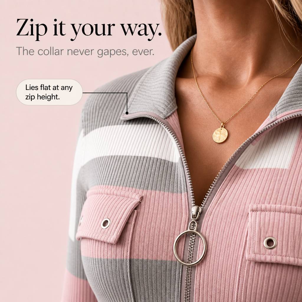 Ribette – Kolorowy Rękawowy Zip-Up z Kapturem