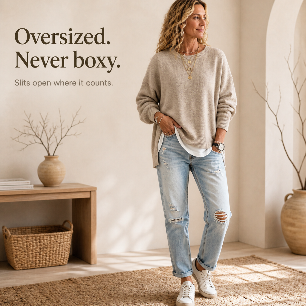 Wearbella – Sweter z opadającymi ramionami i lampionowymi rękawami