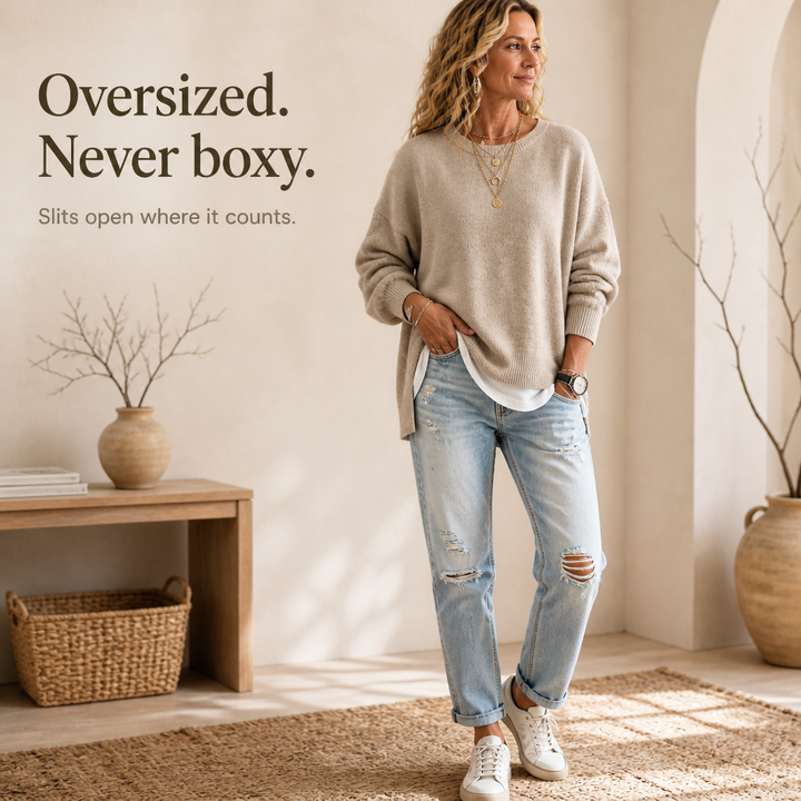 Wearbella – Sweter z opadającymi ramionami i lampionowymi rękawami