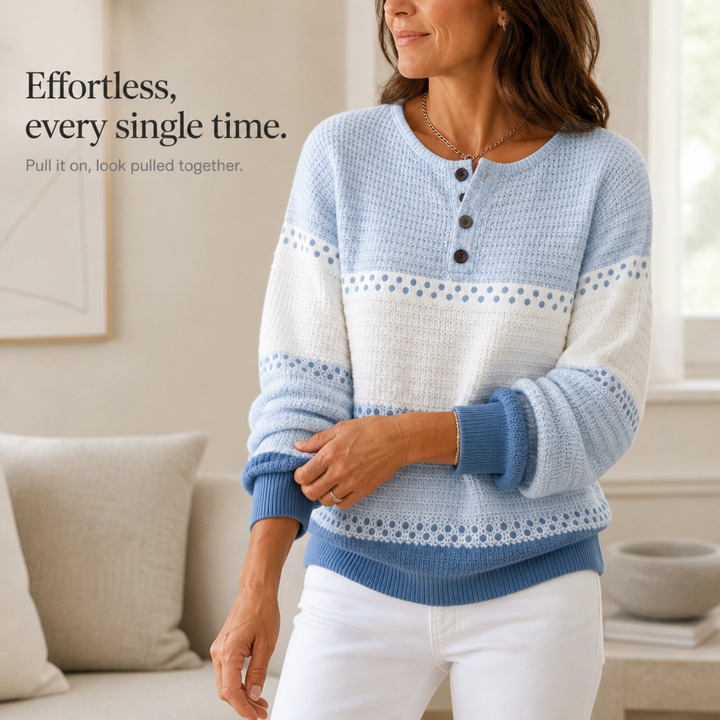 Waffleton – Sweter Henley w Warstwach z Blokiem Kolorów