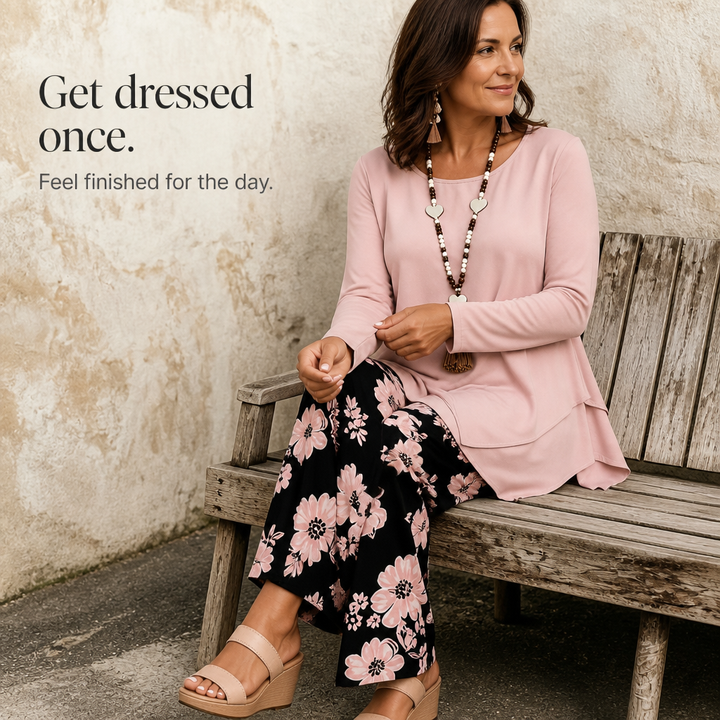 Wearbella – Dwuwarstwowy Luźny Top i Kwiatowy Zestaw z Szerokimi Nogawkami