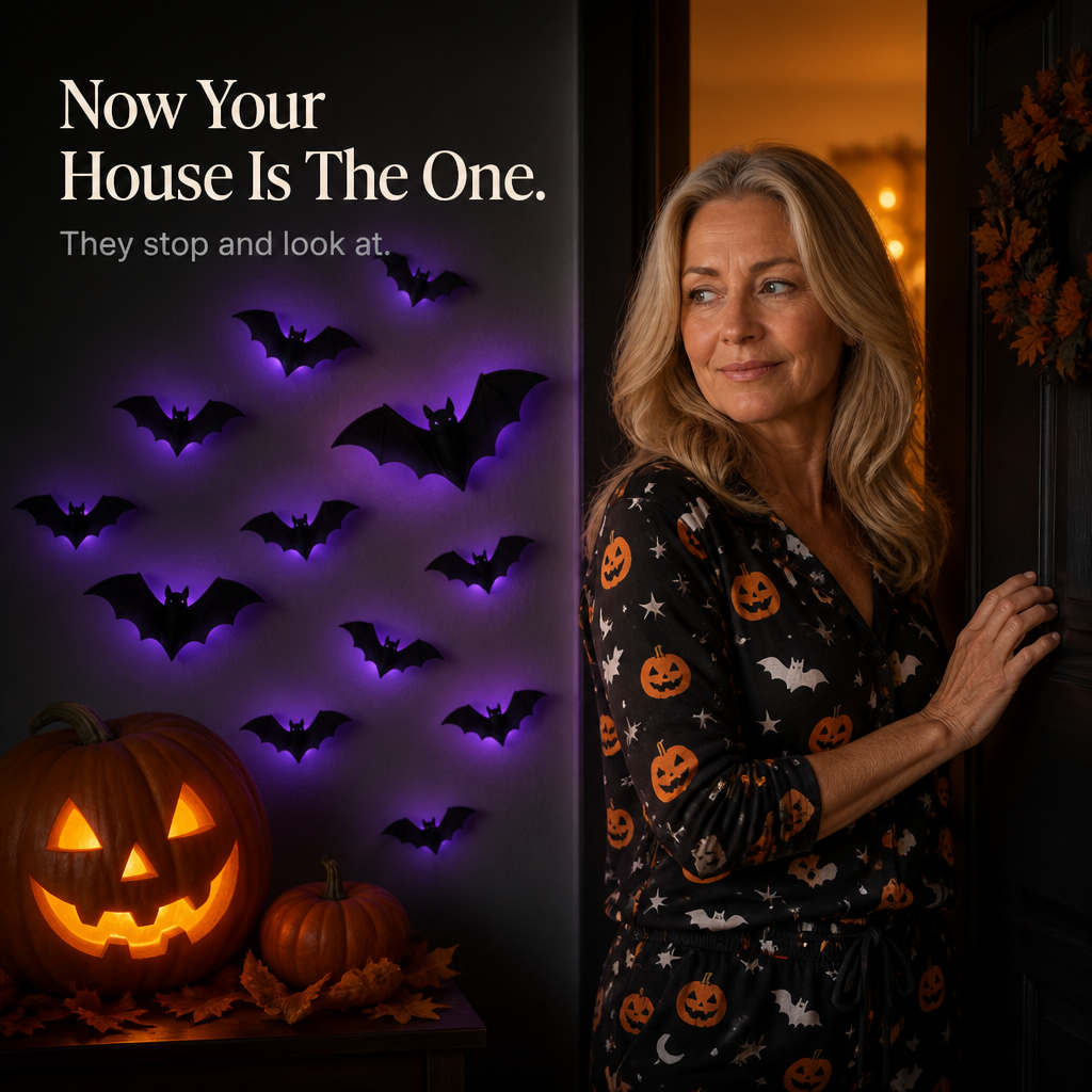 Hauntlow – Składane LED Świecące Nietoperze na Halloween (36 szt.)