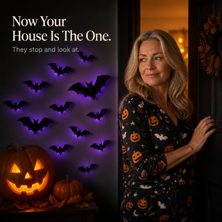Hauntlow – Składane LED Świecące Nietoperze na Halloween (36 szt.)