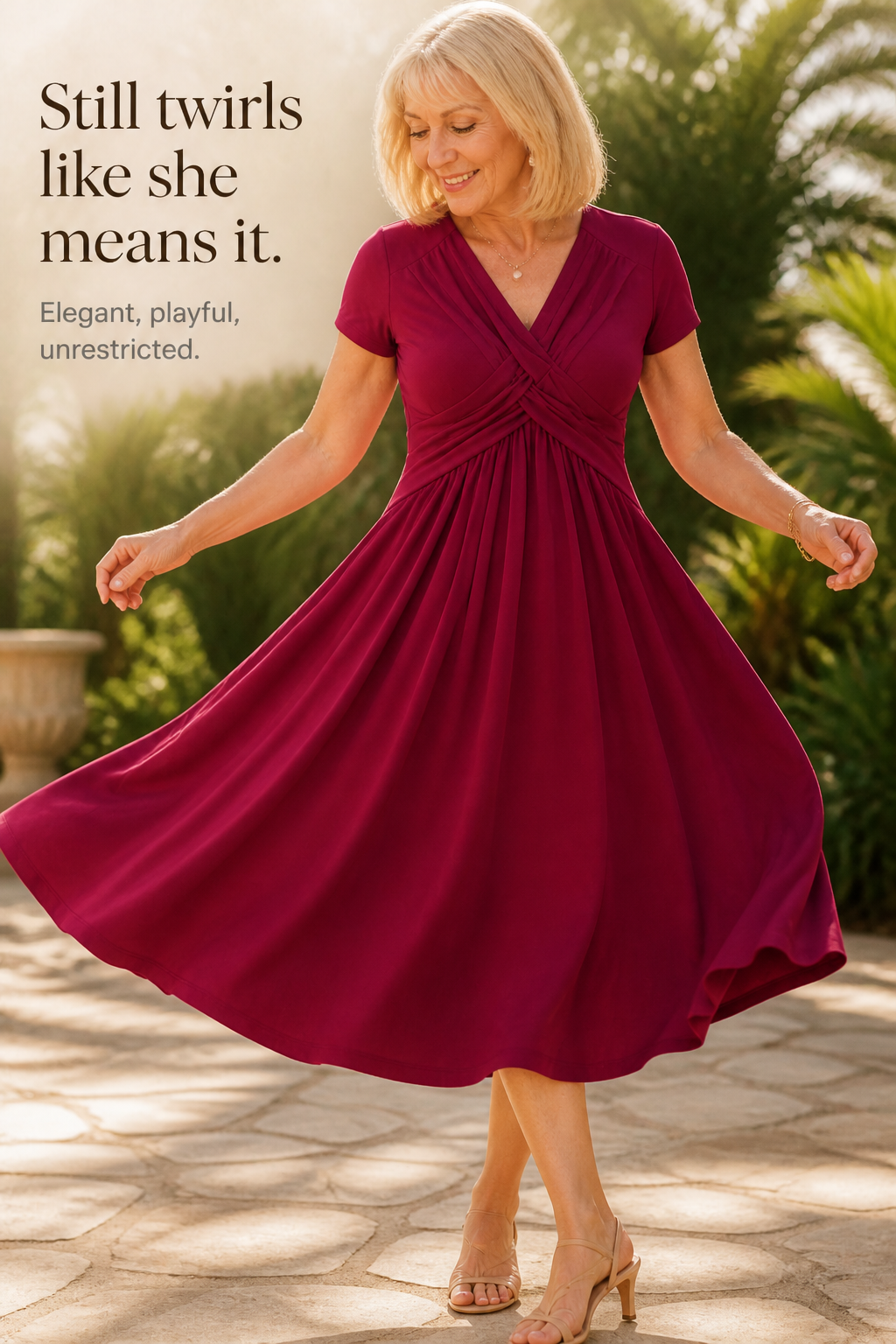 Wearbella – Sukienka midi z plisami i kieszeniami w dekolcie V