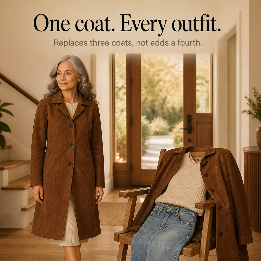 Draperie – Suede Trench, Który Porusza Się Razem z Tobą, a Nie Wokół Ciebie