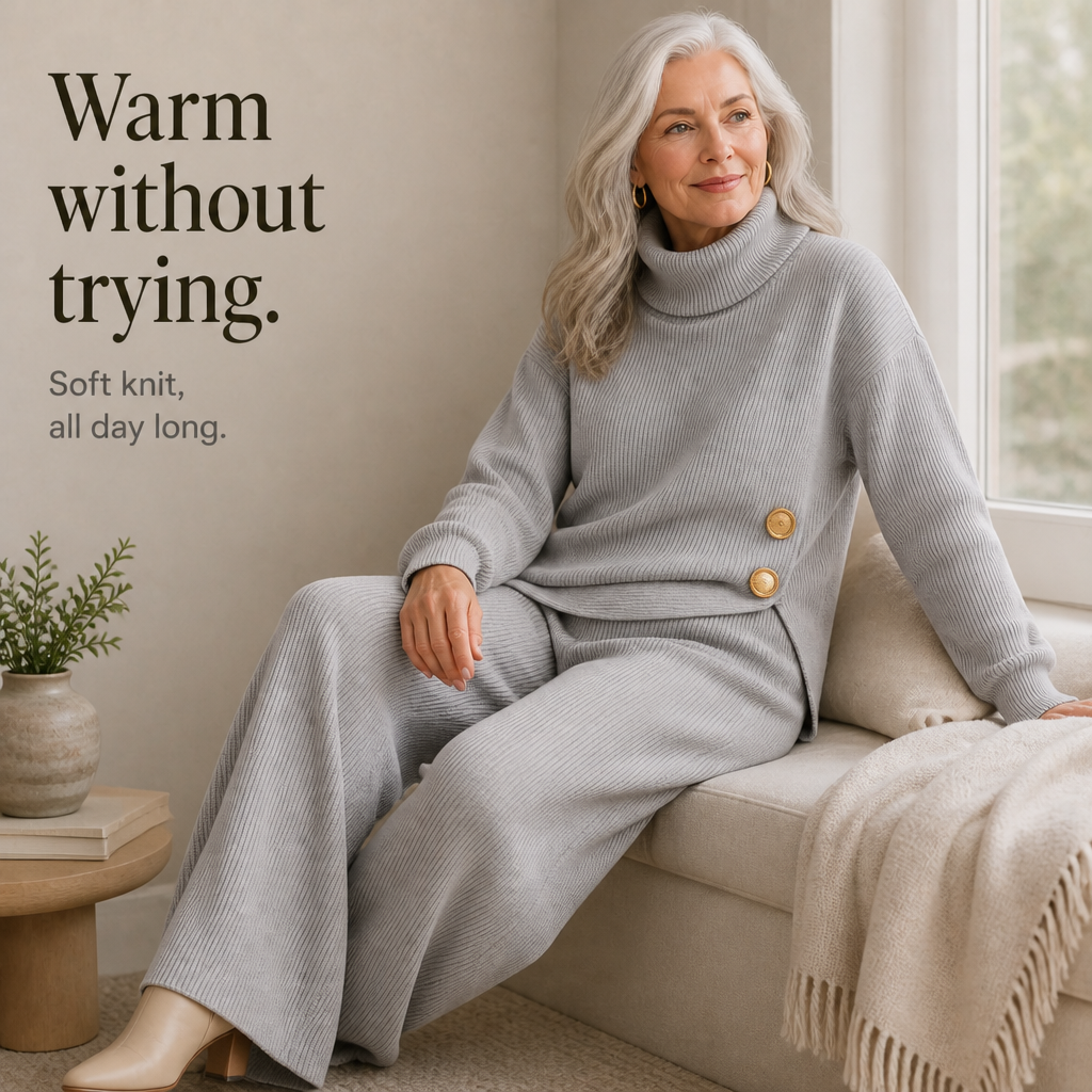 Wearbella – Zestaw dzianinowy z asymetrycznym dołem i golfem