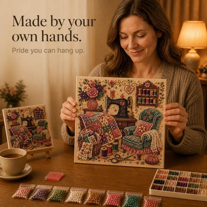 CozyGlow – Zestaw do haftu diamentowego w pracowni krawieckiej