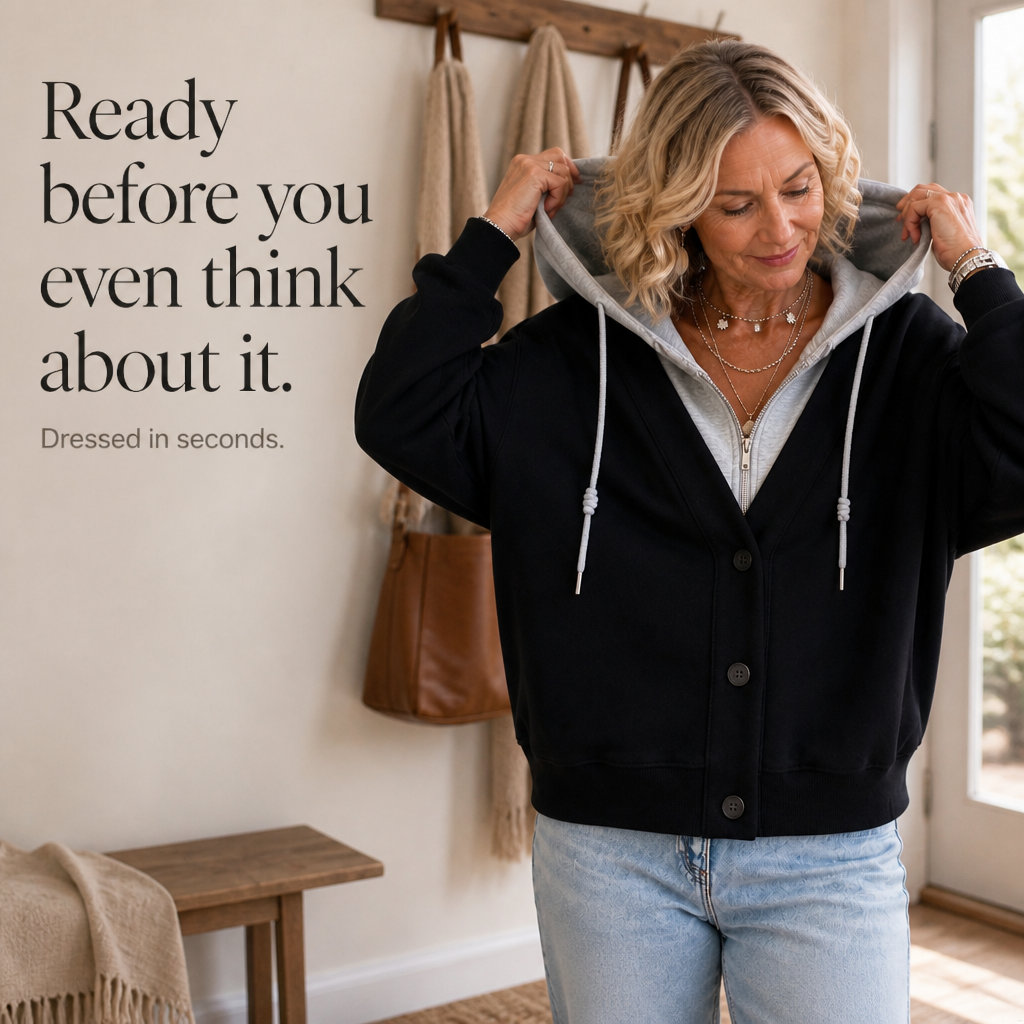 Layerelle – Kolorowy Blokowany Hoodie z Faux-Warstwą i Dekoltem w Serek