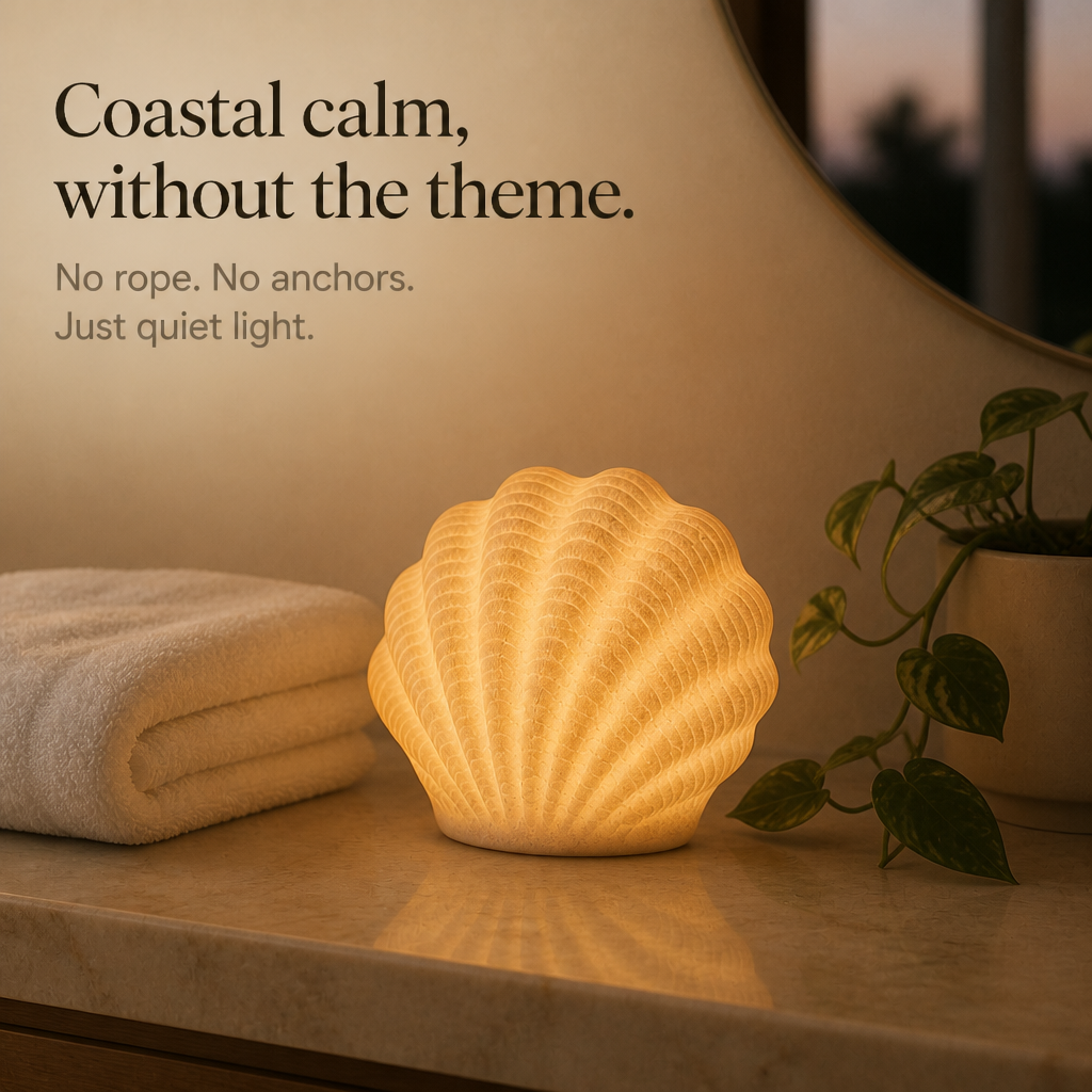 Coastal Glow Co. – Zestaw ceramicznych lamp w kształcie muszli i konchy