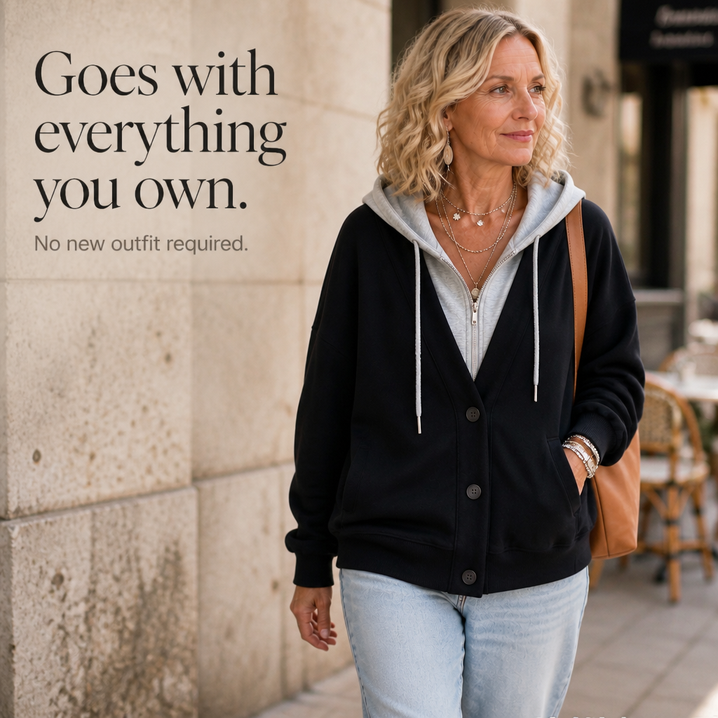 Layerelle – Kolorowy Blokowany Hoodie z Faux-Warstwą i Dekoltem w Serek