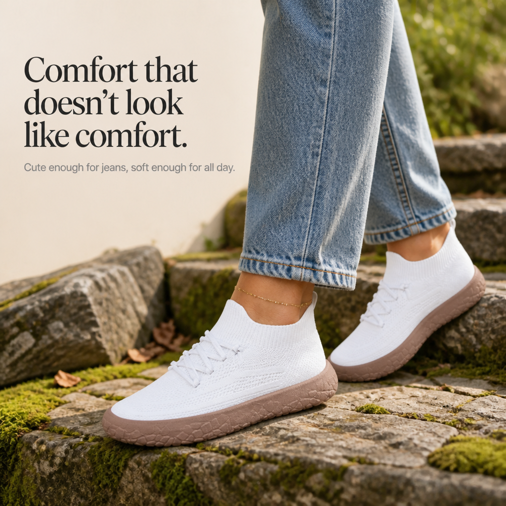 Cloudstep – Sneakersy Slip-On z Elastycznym Kołnierzem z Dzianiny