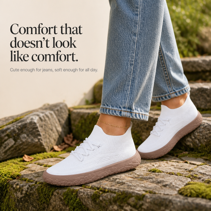 Cloudstep – Sneakersy Slip-On z Elastycznym Kołnierzem z Dzianiny