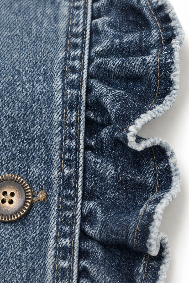Wearbella – Dwurzędowa kurtka dżinsowa z falbanami