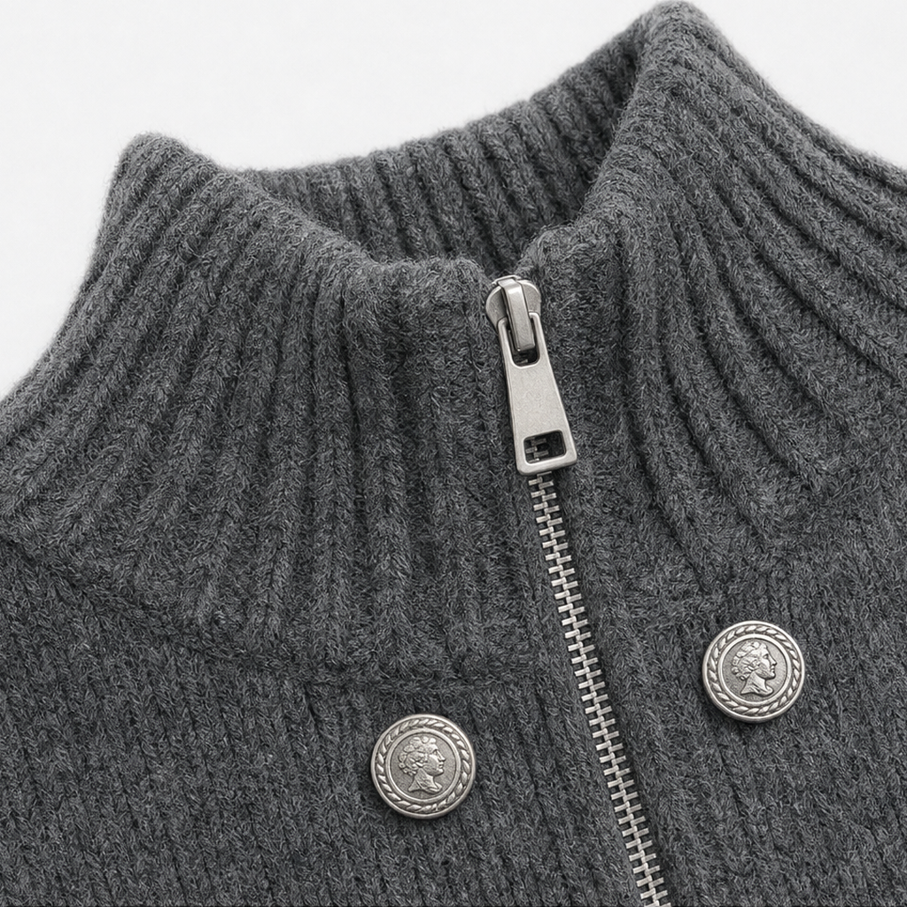 Wearvale – Kardigan z wysokim kołnierzem i dwukierunkowym zamkiem