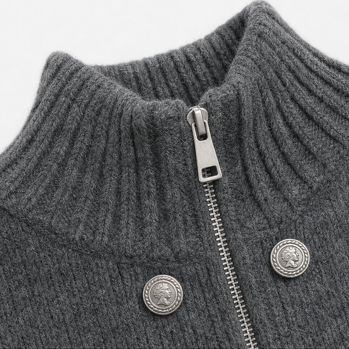 Wearvale – Kardigan z wysokim kołnierzem i dwukierunkowym zamkiem