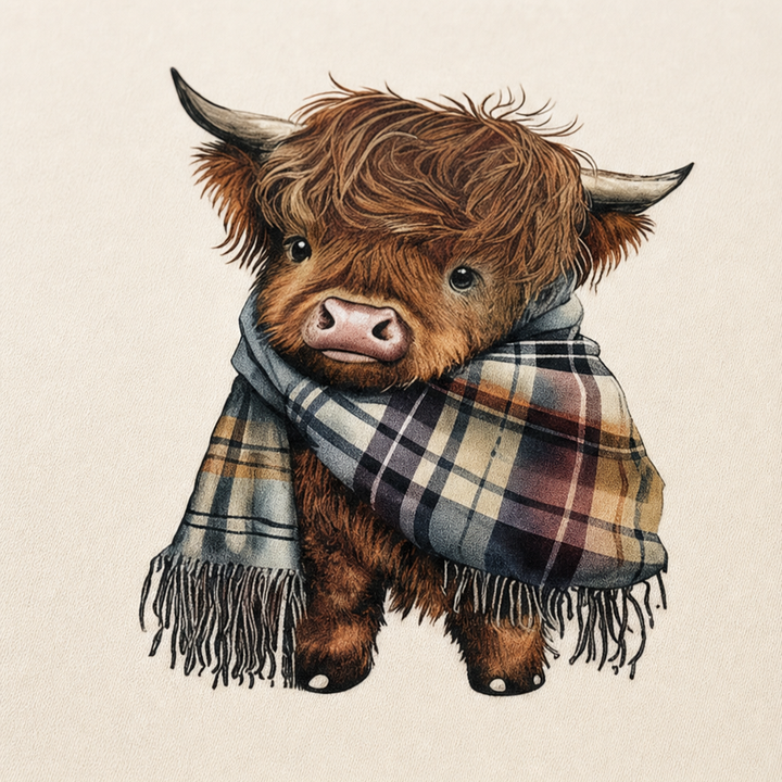 Highland Hearth – Bluza z kapturem z polarem w środku z grafiką Highland Cow