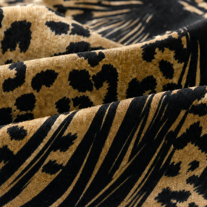 Marabella – Sukienka A-line w kolorze blokowym z leopardzim nadrukiem