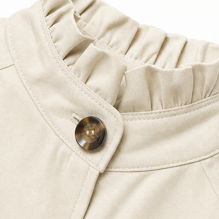 Kurtka Trench Cuff &amp; Collar – Krótka kurtka z falbanami i kołnierzem w kratę
