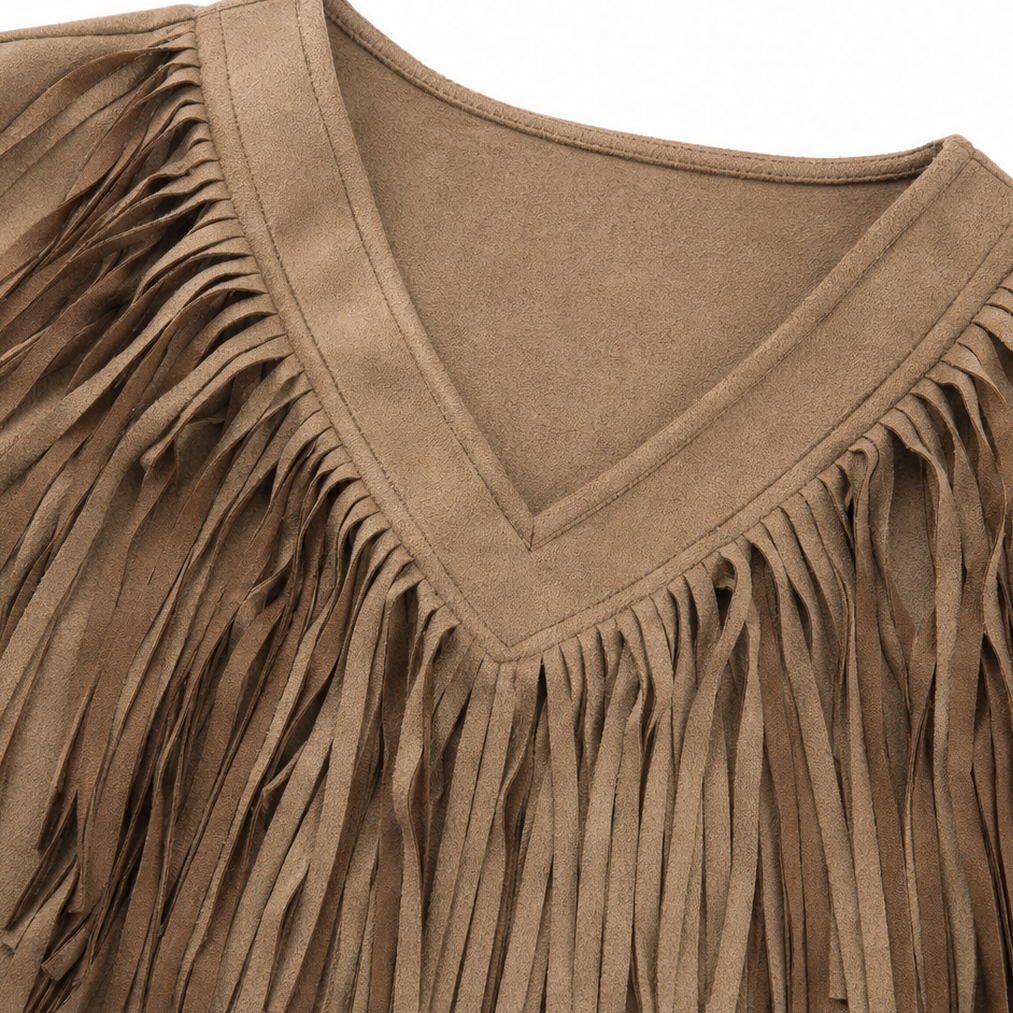 Vela Fringe – Top z frędzlami w kształcie litery V