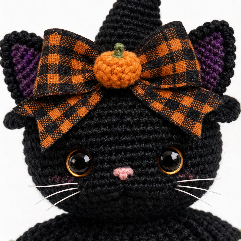 Hallowstitch – Warstwowy Szydełkowy Kot Czarownica na Halloween