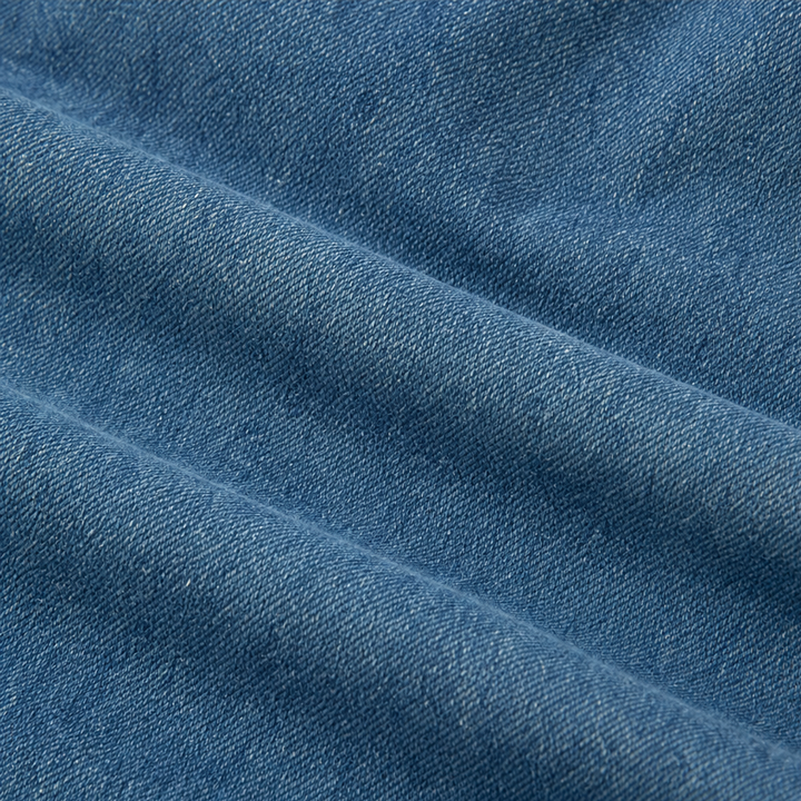 Denimelle – Długa sukienka maxi w stylu dżinsowym z długim rękawem