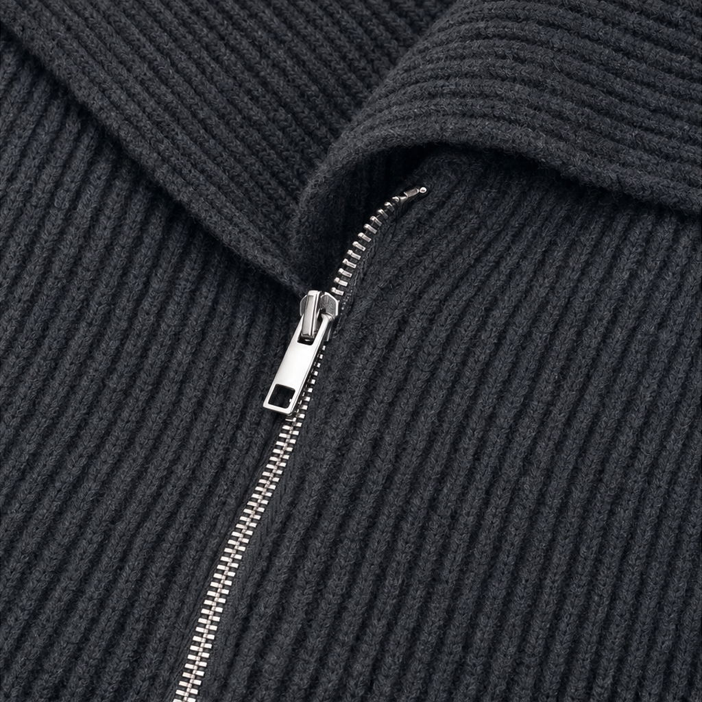 Wearbella – Kurtka z dzianiny z ukośnym zamkiem i dużym kołnierzem