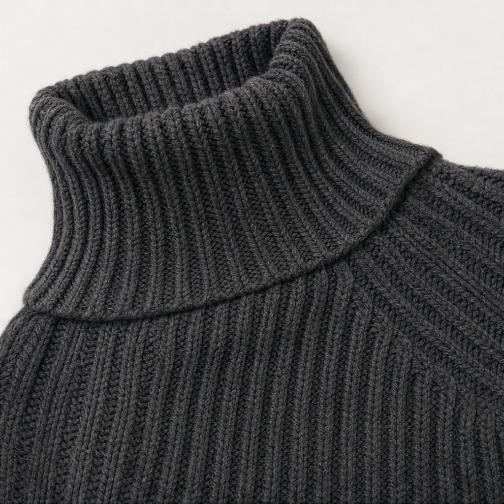 Cozyelle – Sweter Sukienka z Rękawami Raglan i Wysokim Kołnierzem