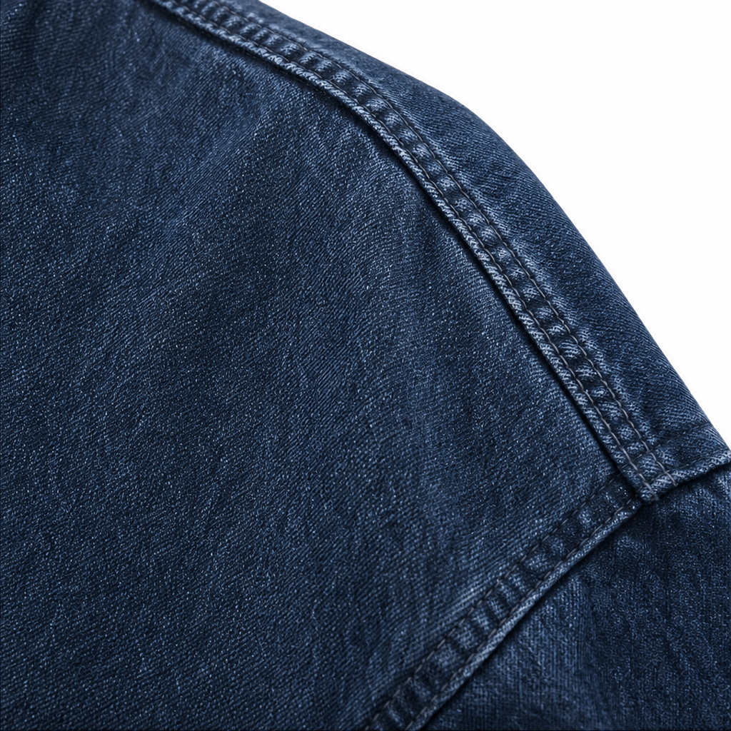 Half-Zip Haven – Pulower z połową zamka w wyglądzie prania dżinsu