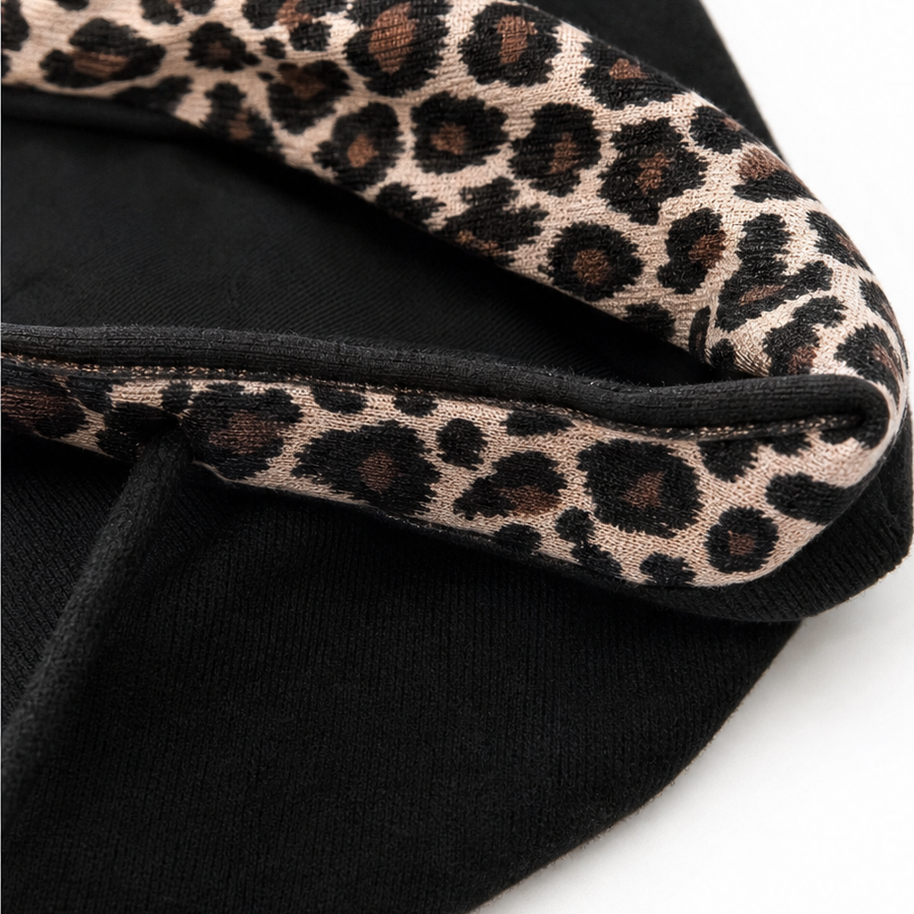Wildelle – Bluza z kapturem z leopardskim wykończeniem i szerokimi rękawami