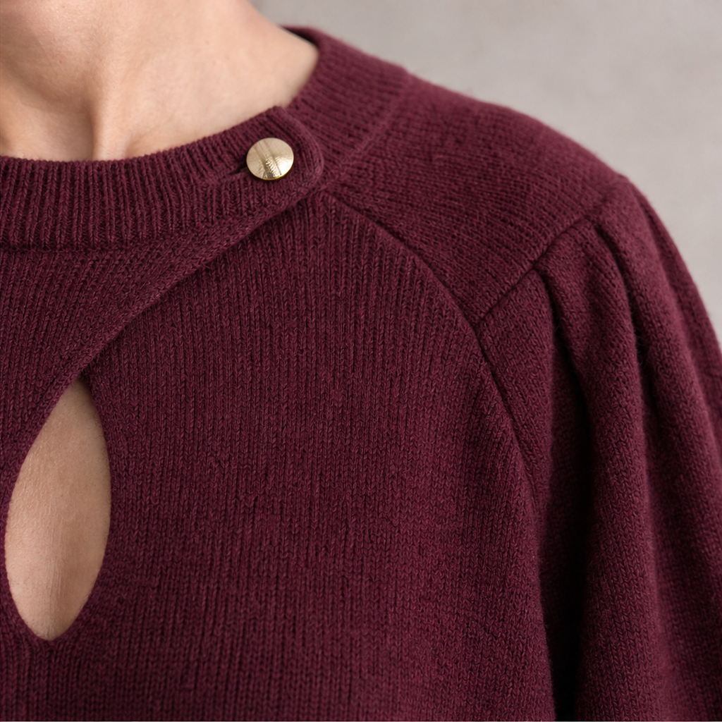 Wearbella – Sweter z wycięciem w kształcie łzy i rękawami lampionowymi