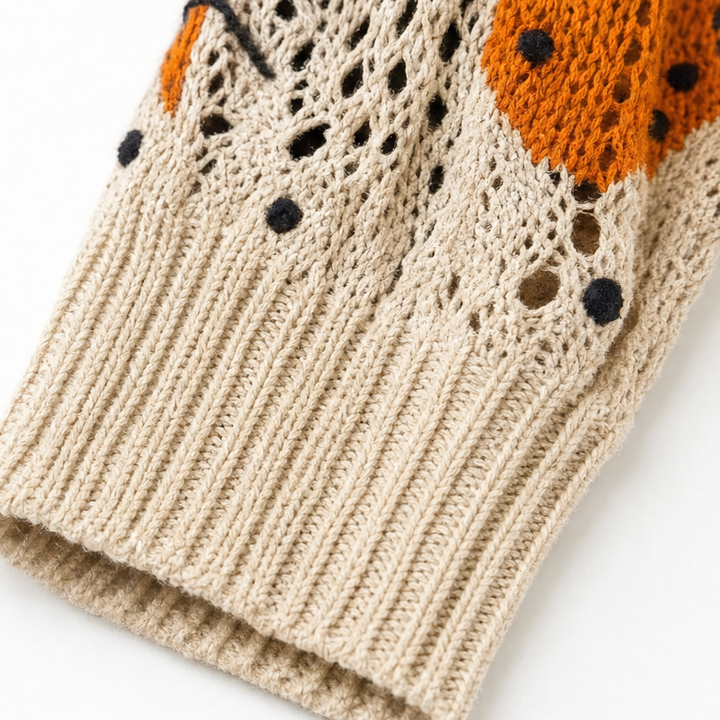 Harvestknit – Sweter z intarsjami w dynie i nietoperze