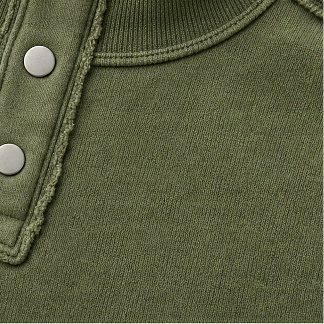 Draperie – Koszulka Henley z Suwakiem i Surowymi Krawędziami