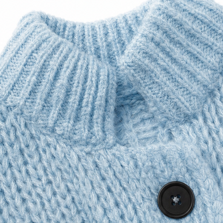 Wearbella – Gruby Sweter-Kurtka z Guzikami do Kolan