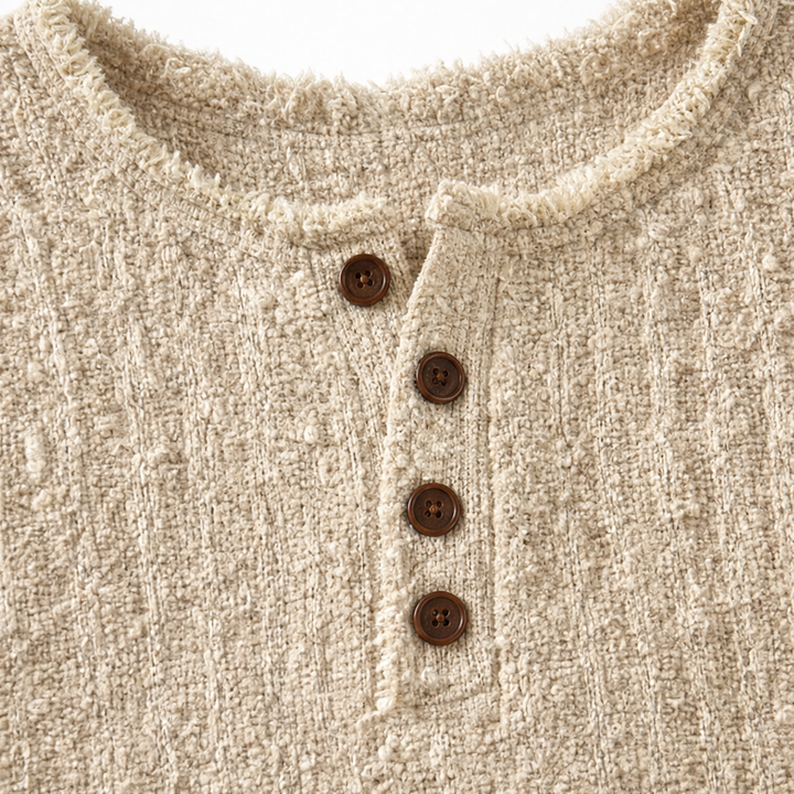 Autumbre – Gruby Sweter Henley z Guzikami