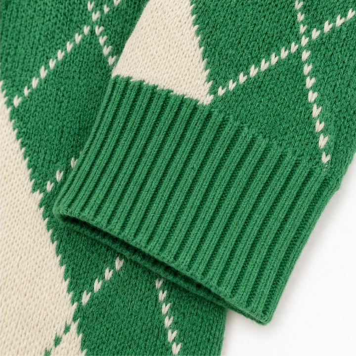 Wrapbella – Sweter Poncho z Kapturem w Wzór Argyle