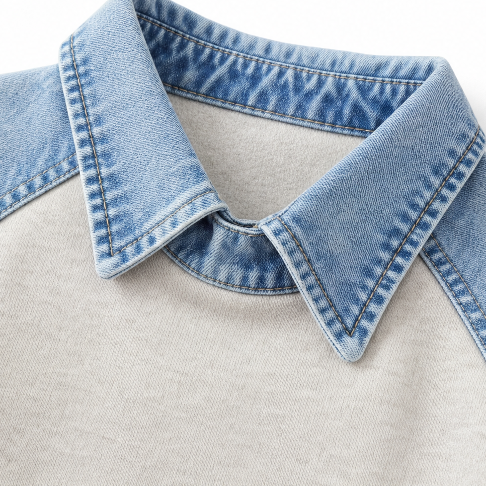 Denver &amp; Wren – Sweter z kolorowym panelem z denimu