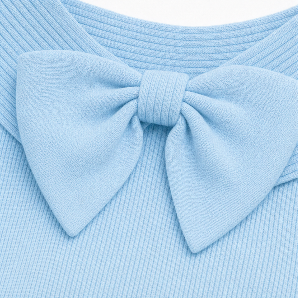 Bowdrift – Sweter z prążkowanym dekoltem w kształcie kokardy