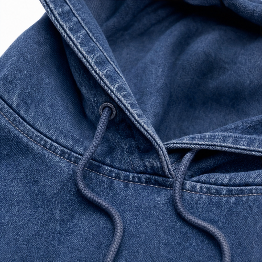 Denim Ease – Przeciętny, Przeciętny Kaptur w Stylu Dżinsowym