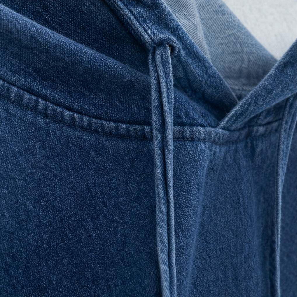 Wearbella – Oversized, Prany Denimowy Pulower z Kapturem