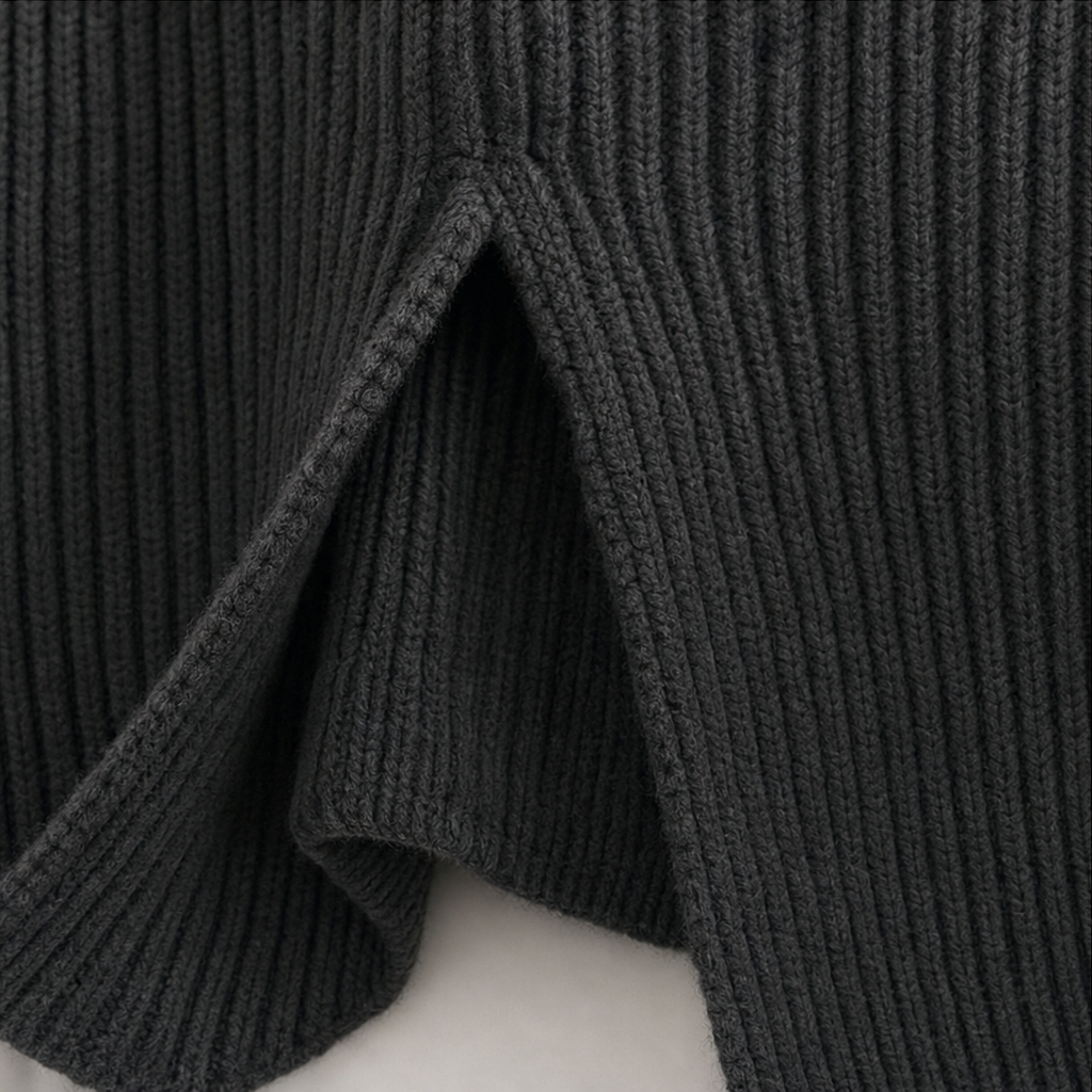 Cozyelle – Sweter Sukienka z Rękawami Raglan i Wysokim Kołnierzem