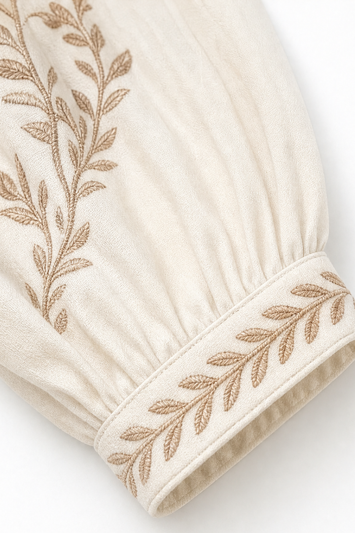 Wearbella – Bluzka Boho z Haftowanym Kołnierzykiem Mandarin i 3D Digital Print