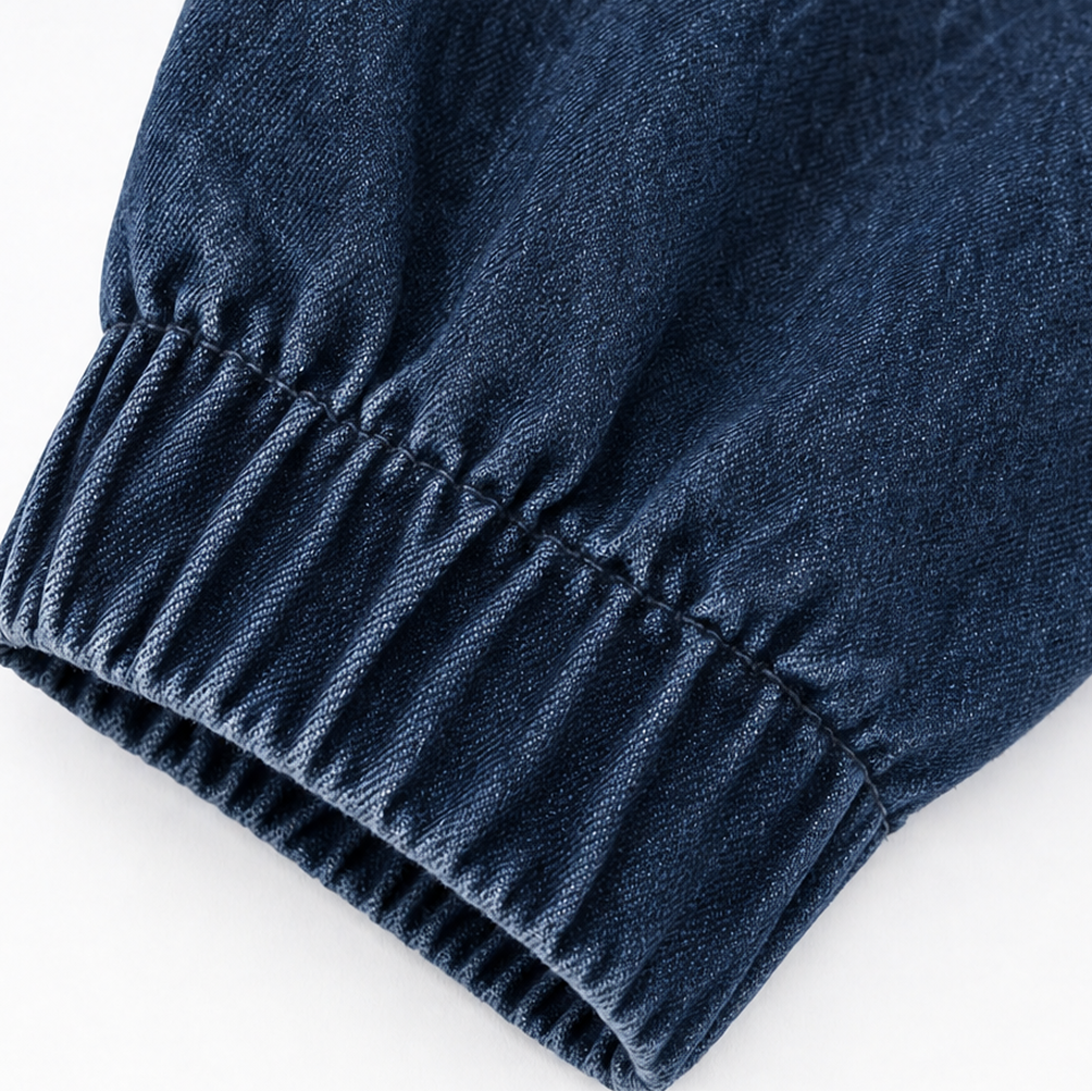 Half-Zip Haven – Pulower z połową zamka w wyglądzie prania dżinsu