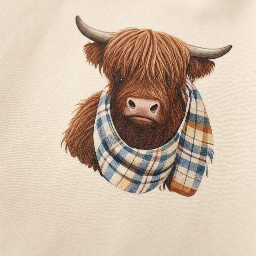 Highlander – Bluza z kapturem w wzór na bydło szkockie