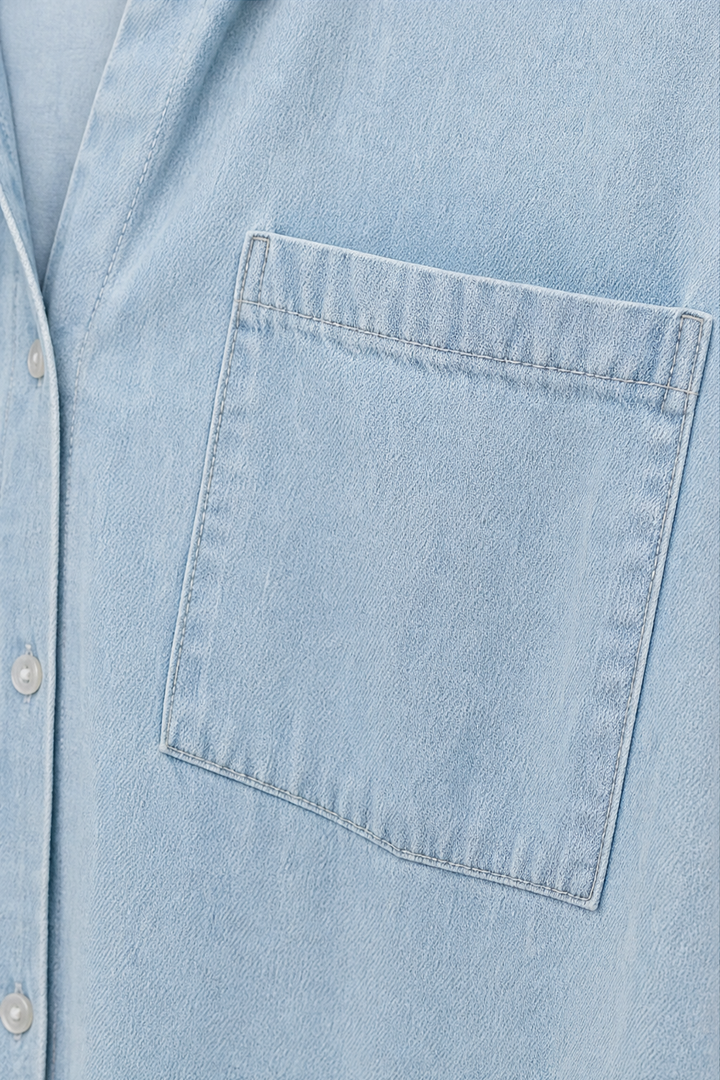 Wearbella – Przesadnie Duża, Miękka Koszula z Dżinsu Chambray