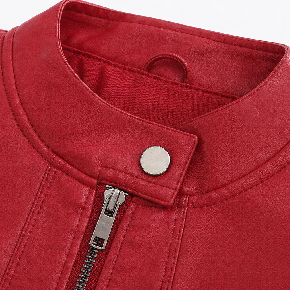 Sillette – Krótka kurtka motocyklowa z poduszkami na ramionach z sztucznej skóry