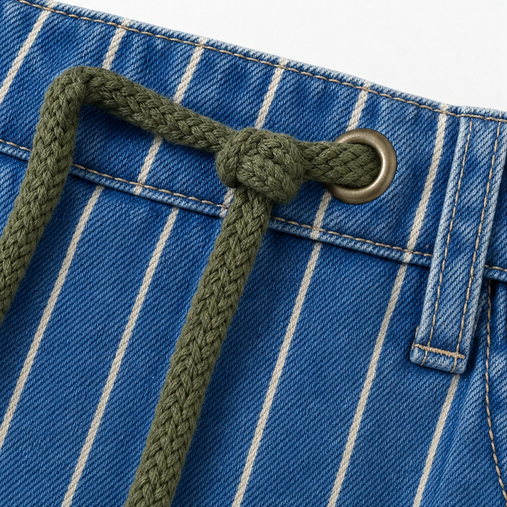 Longleg Denim Co. – Spodnie dżinsowe z szerokimi nogawkami i sznurkiem
