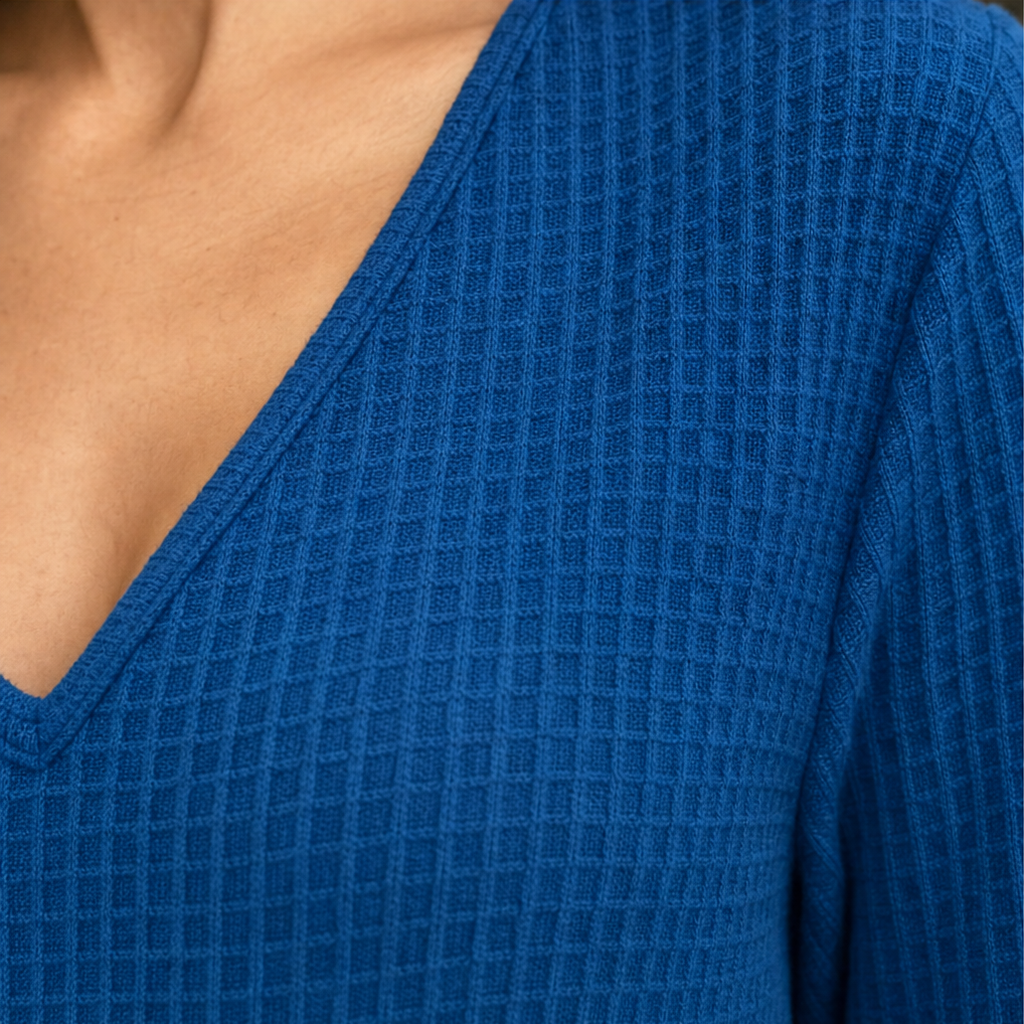 Drapella – Asymetryczny Top z Waffle Knit z Krzyżującym Się Dołem